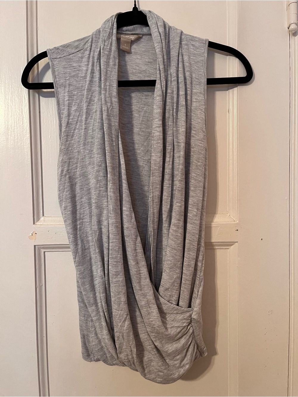 Banana Republic Heather Grey Draped Crossover Sleeveless Top - Size S